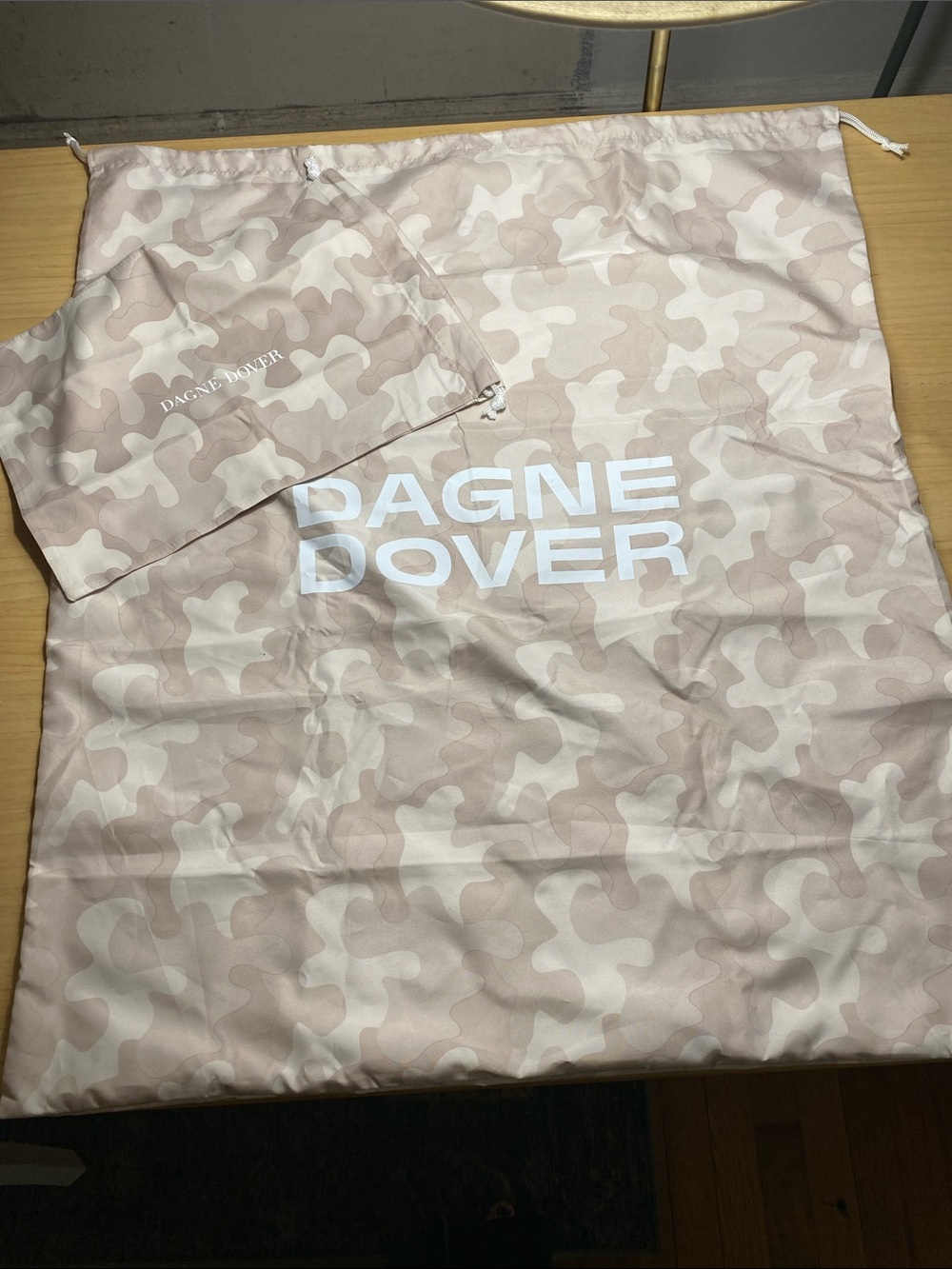 Dagne Dover Beige Camo Lot of 2 Dust Bags Large & Small